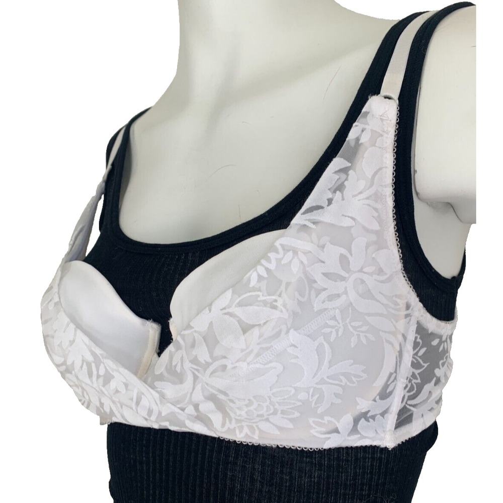 Vintage Bolero Bra Pre-Formed Demi Cup Burnout Overlay Made France White 34B EUC